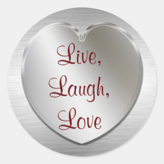 Vis, Rire, Amour Sur Les Stickers Coeur Argent