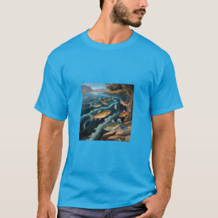 Vis rivier water Bloemen Schilderen T-shirt