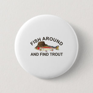 Vis Rond Vinden Forel, Grappige Visser Visvangst S Ronde Button 5,7 Cm