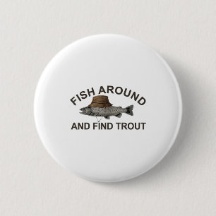 Vis Rond Vis Forel, Grappige Visser Visvangst Spel Ronde Button 5,7 Cm