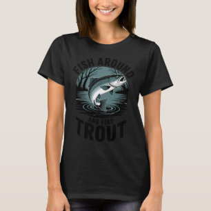 Vis rondneuzen en vind forel vissen visser t-shirt