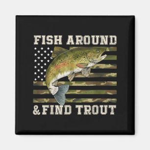 Vis Rondzwemmen En Vind Forel Amerikaanse Vlag Gra Magneet