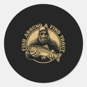 Vis Rondzwemmen En Vind Forel Bigfoot Vissen Sasqu Ronde Sticker