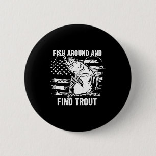 Vis Rondzwemmen En Vind Forel Grappige Vissen Viss Ronde Button 5,7 Cm