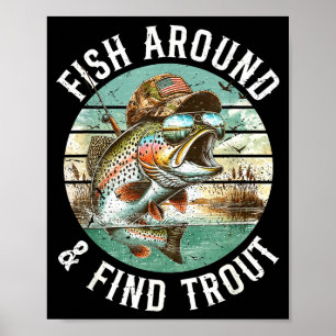 Vis Rondzwemmen Vind Forel, Grappige Visser Visvan Poster