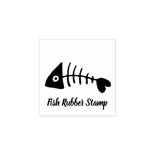 Vis Skelet mini Rubberstempel (Afrduk)
