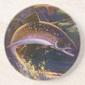 vis, sport Gevist voor Brook Trout Zandsteen Onderzetter (Voorkant)