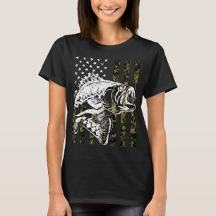 Vis T-shirt Camouflage USA Vlag voor Bass Visser