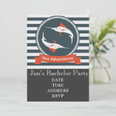 Vis-thema nautisch vrijgezellenfeest kaart (Staand voorkant)