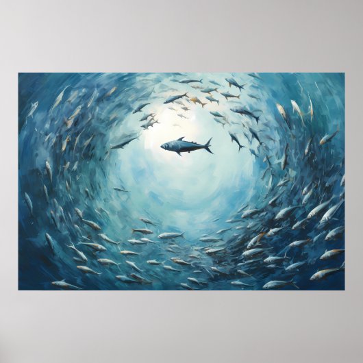 Vis Tornado Olieverfschilderij Digitale Print (Voorkant)