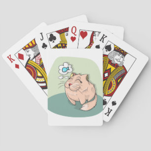 Vis van katten die schattig denken pokerkaarten