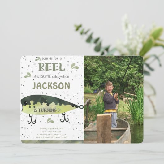 Vis verjaardag foto uitnodiging (Staand voorkant)