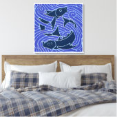Vis Vet Zwemend Ocean Blue Vist Canvas Afdruk (Insitu (Slaapkamer))