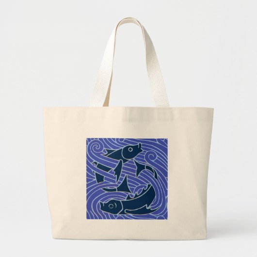 Vis Vet Zwemend Ocean Blue Vist Grote Tote Bag (Voorkant)