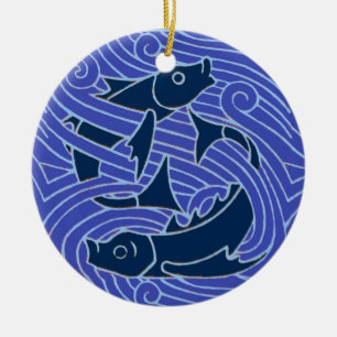 Vis Vet Zwemend Ocean Blue Vist Keramisch Ornament