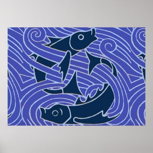 Vis Vet Zwemend Ocean Blue Vist Poster (Voorkant)