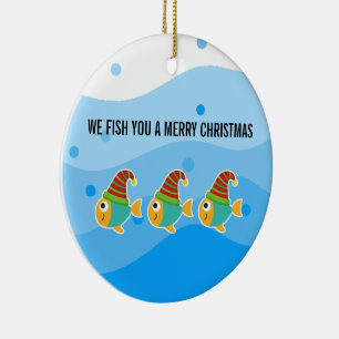 VIS WENS JE EEN PRETTIG KERSTFEES KERAMISCH ORNAMENT
