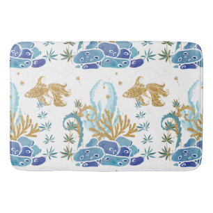 Vis zeewier Glitter Blue Nautical Ocean Pattern Badmat