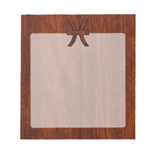 Vis Zodiac-teken in stijl van rijk mahoniehoutnerf Notitieblok