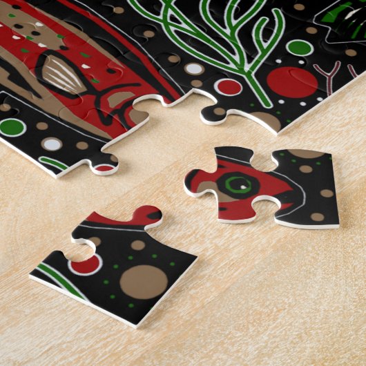 Vis Zwemmen Rood en Groene Kerst Brook Forel Legpuzzel (Zijkant)