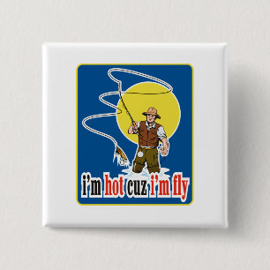 visaas voor vliegende vissers vierkante button 5,1 cm