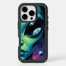 Visage Alien avec des planètes Réflexions dans les