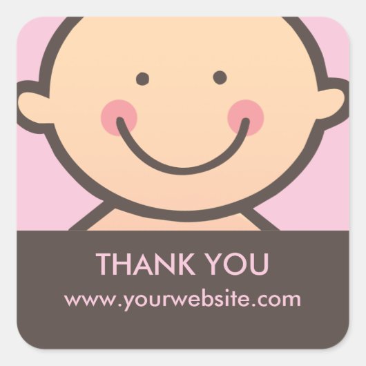 Visage de bébé - Stickers personnalisés rose et Br (Devant)