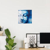Visage de Bouddha en bleu | Poster de l'Art numéri (Bureau à domicile)