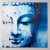 Visage de Bouddha en bleu | Poster de l'Art numéri (Devant)