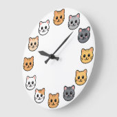 Visage de chat de dessin animé mignon Horloge mura (Angle)