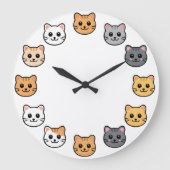 Visage de chat de dessin animé mignon Horloge mura (Recto)