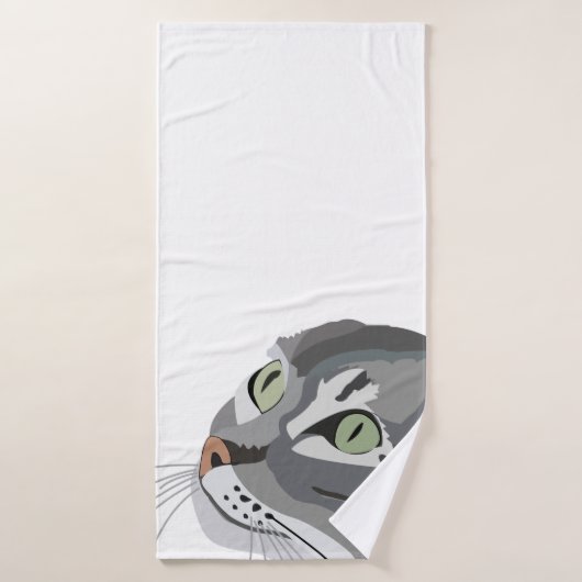 Visage de chat gris (Serviette de bain)
