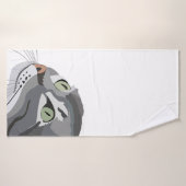Visage de chat gris (Serviette de bain)