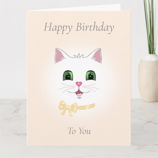 Visage de Chat Heureux sur Carte d'Anniversaire Be (Devant)