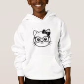 Visage de chat mignon et nerd avec lunettes et nœu (Devant)