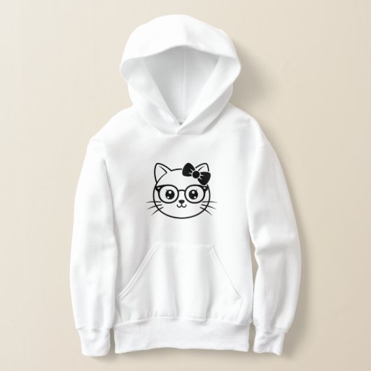 Visage de chat mignon et nerd avec lunettes et nœu (Poser)