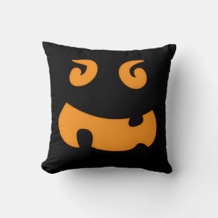Visage de Citrouille Lanterne Noire Coussin de Lan