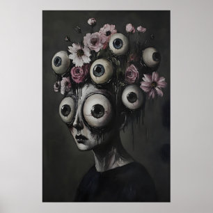Visage de femme macabre Œil Impression Halloween,