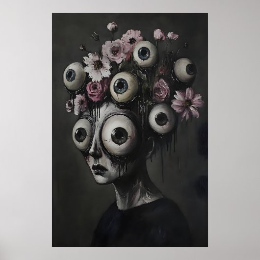 Visage de femme macabre Œil Impression Halloween,  (Devant)