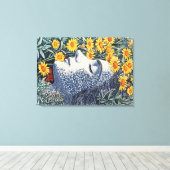 Visage de femme rêveuse fait de fleurs Impression  (Insitu (Plancher de Bois))