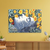 Visage de femme rêveuse fait de fleurs Impression  (Insitu(Salon))