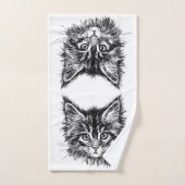 Visage de Kitten noir et blanc (Serviette à main)