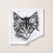 Visage de Kitten noir et blanc (Gant de toilette)