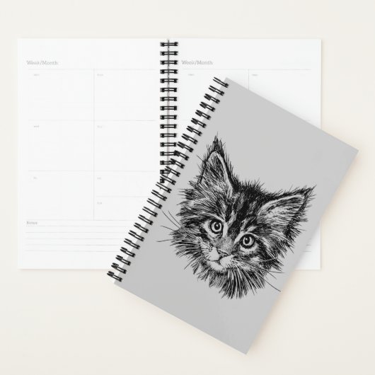 Visage de Kitten noir et blanc sur gris (Devant avec enveloppe)