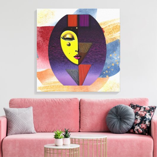 "Visage de la femme" Mur d'art Abstrait sur toile (Insitu(Salon))