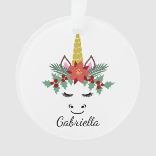 Visage de licorne de Noël avec l'ornement de cils