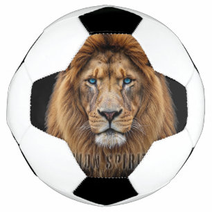 Visage de lion majestueux aux yeux bleus   Faune A