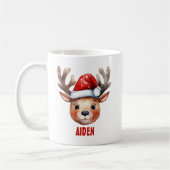 Visage de rennes mignonette Xmas Mug personnalisé (Gauche)