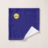 Visage de soleil heureux moderne sur fond bleu mar (Gant de toilette)