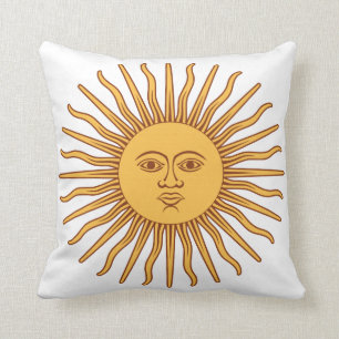Visage de soleil sur oreiller américain MoJo blanc